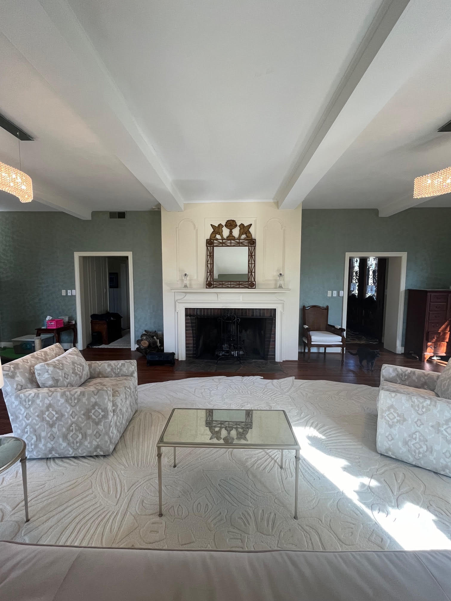 Formal living room - wood burning fireplace - 5553 Little Falls Rd