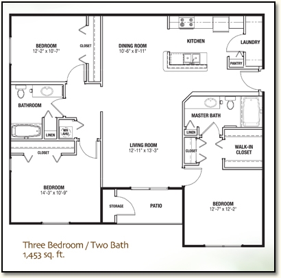 3BR/2BA - PepperTree Apartments