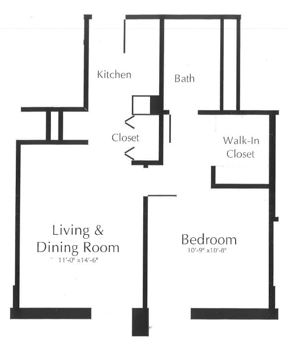 1 Bedroom Floor Plan - Chapel House Senior Apartments - Age 62+