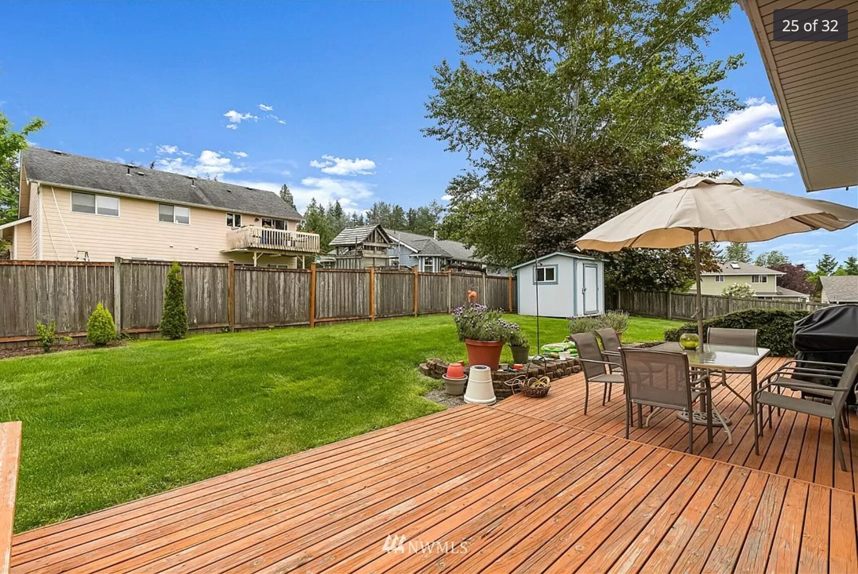 Back yard with locked shed - 1317 Ethan Ct