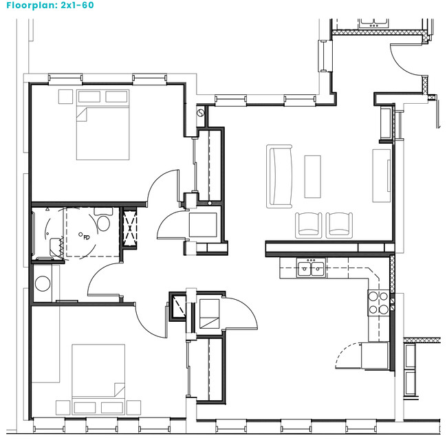 Senior Affordable Apartment, 2x1-60 at Valley House Flats active 55+ senior apartments. - Valley House Flats 55 Year and Older