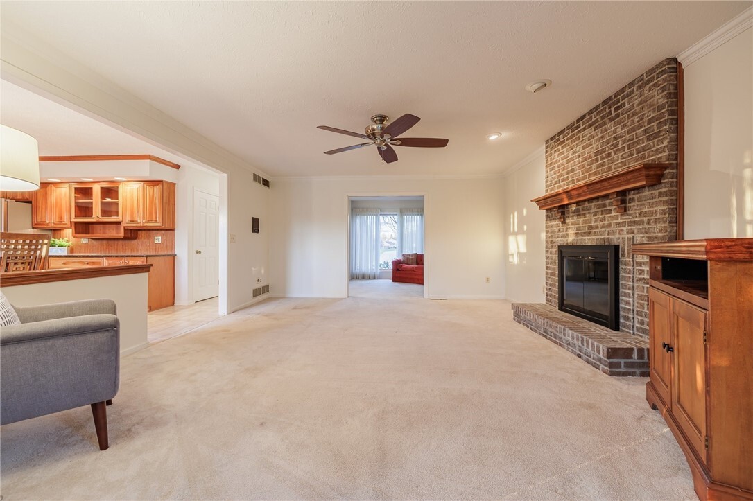 living room with firespace - 9 Glen Valley Dr