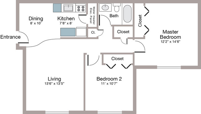 2BR/1BA - Brookstone Apartments