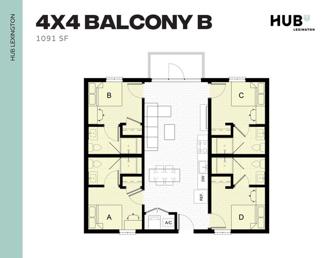4x4 Balcony B - Hub Lexington Upper