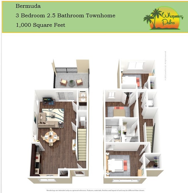 3 Bedroom 2.5 Bathroom Townhome - Whispering Palms