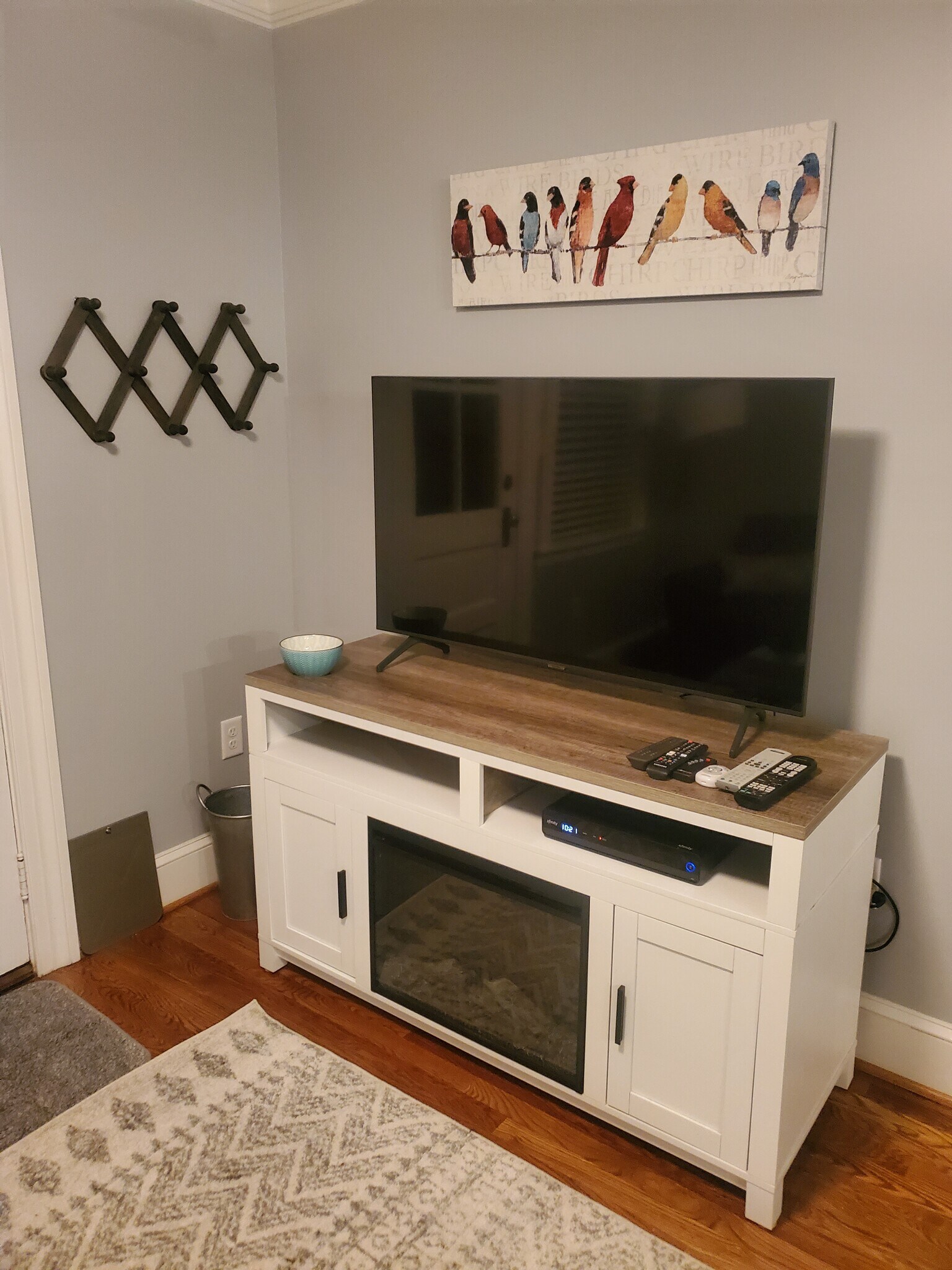 TV with electric fireplace - 1018 W 45th St