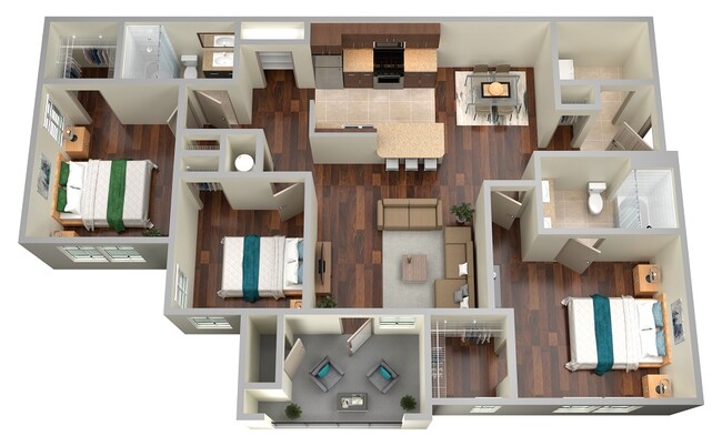 Riverbirch Floor Plan - Brookstone Park Apartments