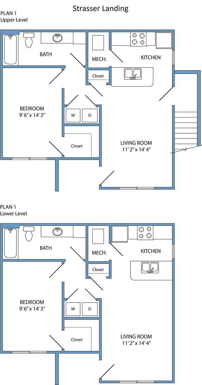 Plan 1 - 1 bed, 1 bath - Strasser Landing and House