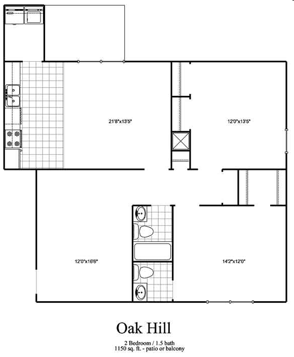 2BR/1.5BA - Oak Hill Apartments