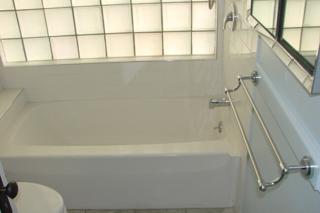 Tub with large sunlight glass block wall - 713 Orchard St