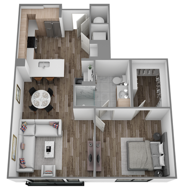 Explore this chic urban apartment layout, perfect for modern living. - Hanover Hyannis