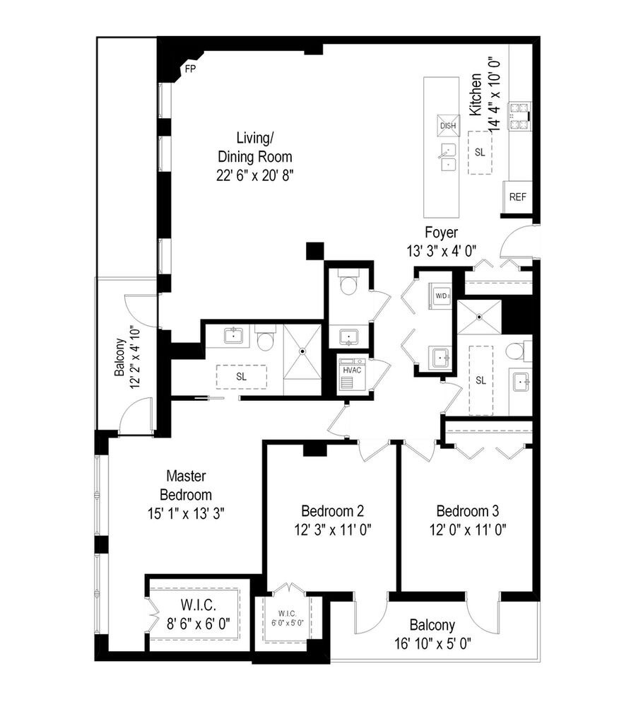 Floor Plan - Living Room Balcony Edited to reflect true size - 1572 Maple Ave