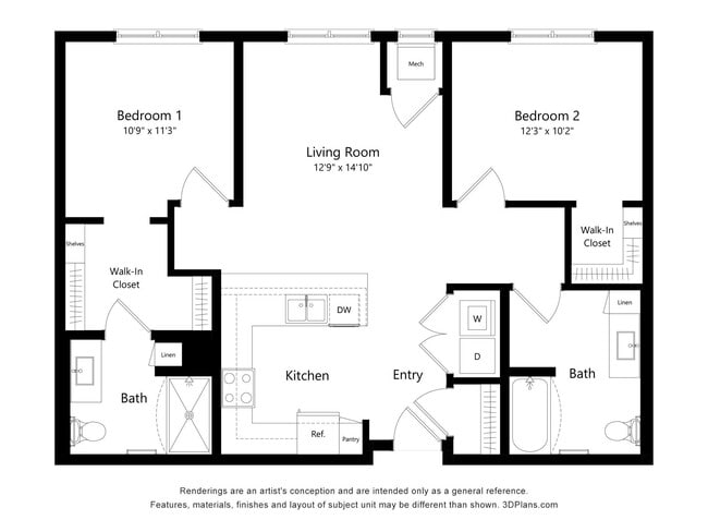 Floorplan - The Fern 55+ Apartments