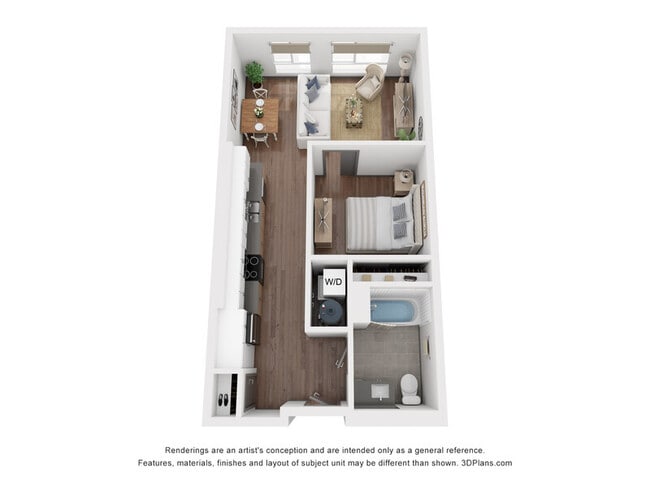 1x1 Floor Plan - The Aster