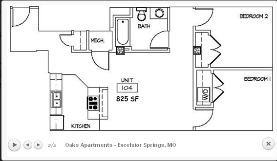 2BR/1BA - Oaks Apartments 55+ Senior Community