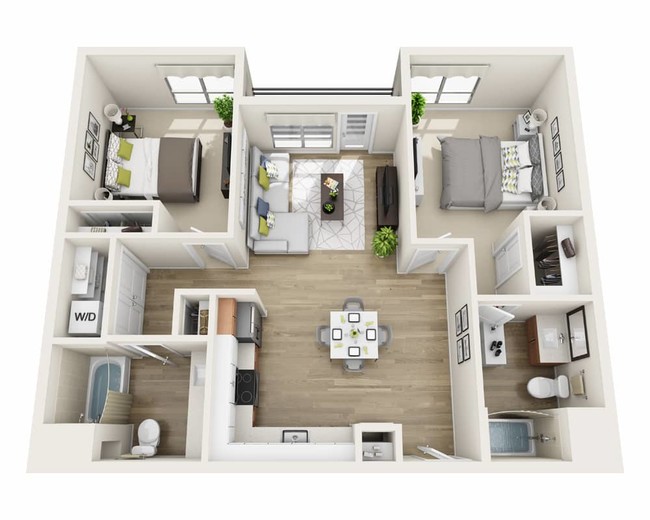 Two Bedroom B2B Floor Plan - Katella Grand