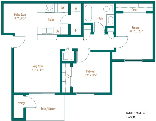 2BR/1BA - Sycamore Springs