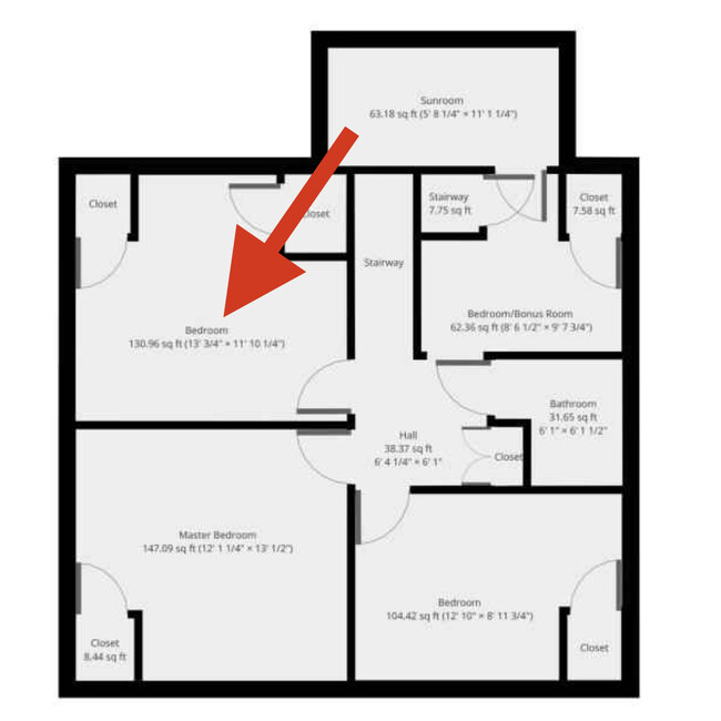 Second story floorplan- room indicated - 9 Union Ave NE