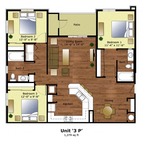Floorplan - Ridgewood Hills Apartments