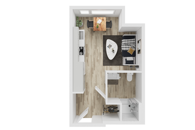 Studio B - 3D Floorplan - Koz on Killingsworth