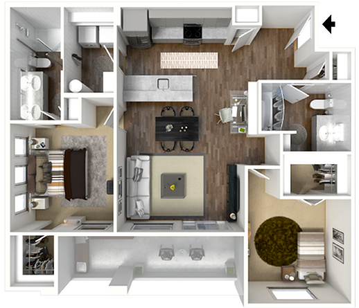 Oxford - 2 bed x 2 bath - Acero Cooley Station