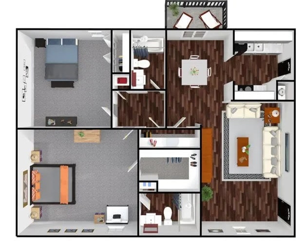 B3 Modern Two-Bedroom, Two-Bath – 1,000 Sq. Ft. of Smart, Stylish Living - Park at Timberlake