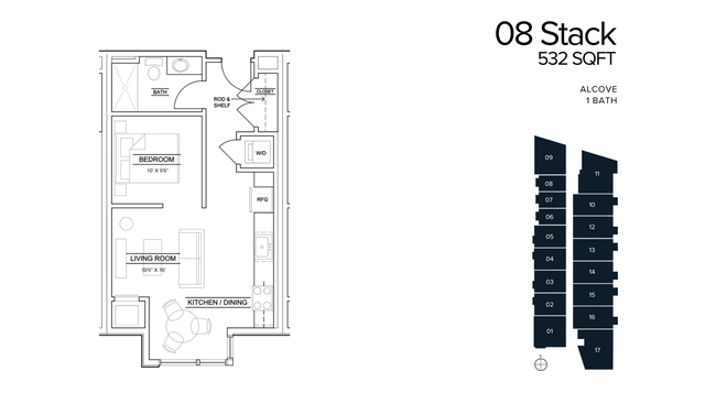 Alcove, 532 SQFT - The Quentin