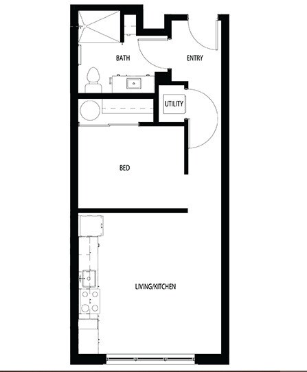 Open 1x1 - 483-527 sq/ft - The Lucy