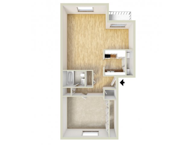 One bedroom floor plan - Fox Run Apartments