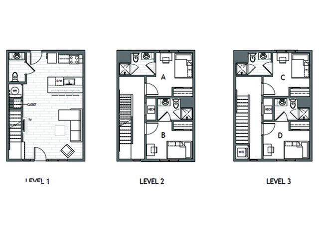 4x4A Townhome - Student | Evolve Bloomington