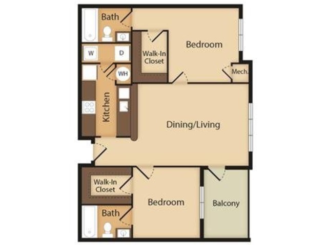 Nautilus | 2 Bedroom | 2 Bath | 1034 SF - Cherry Grove Commons Apartments