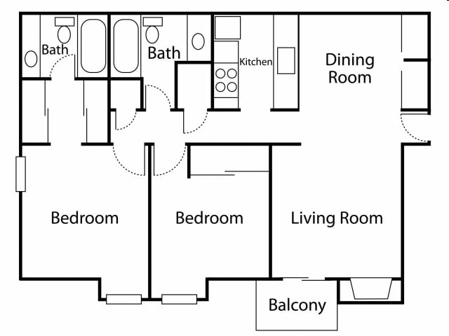 2BR/2BA - The Retreat at Woodridge Apartments