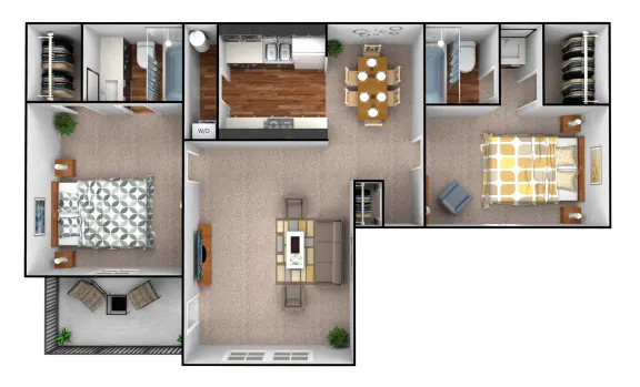 2-Bedroom/2-Bathroom B - Triangle Park Apartments