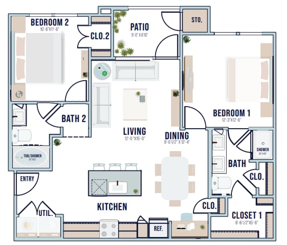 B1 | 1004 sq ft - Magnolia Park Apartments