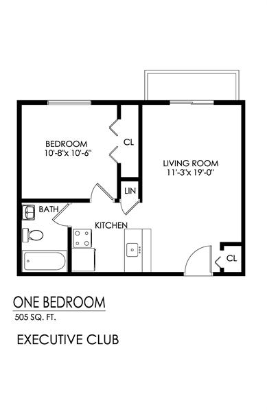 1BR/1BA - Executive Club