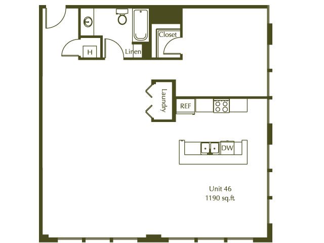 0 Bedroom / 1 Bath / 1190 Sq.Ft. - Eleventh Street Lofts
