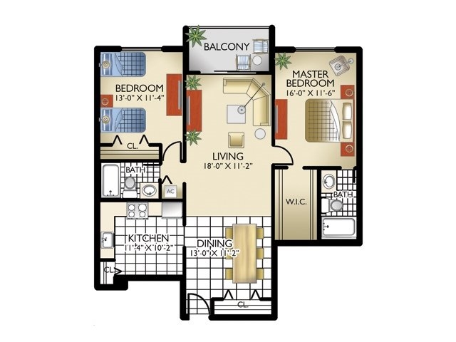 2BR/2BA - Lago Club Apartments