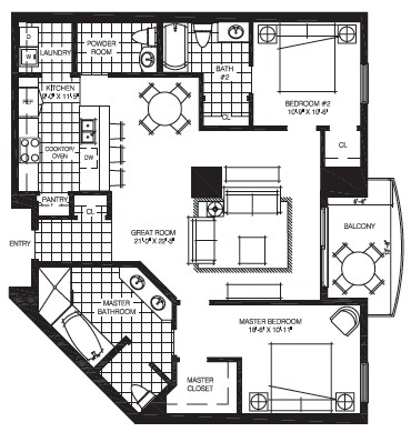 2BR/2.5BA - The Mark