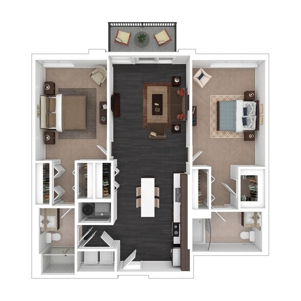 B2 3D Floor plan - Courthouse Square Apartments