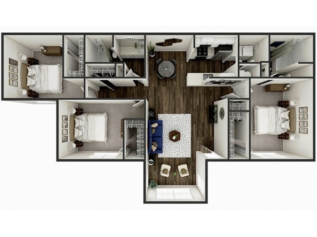 3 Bedroom 3D Floorplan - The Mark 7120