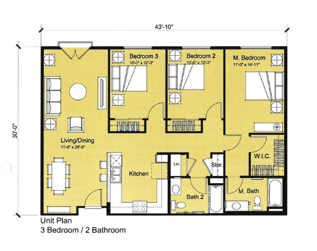 3 Bedroom/2 Bathroom - Estrella Vista Apartments