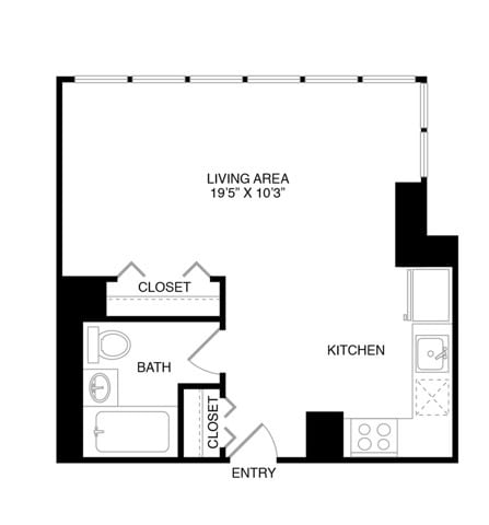 Studio One Bath (464 SF) - 800 Sixth Apartments