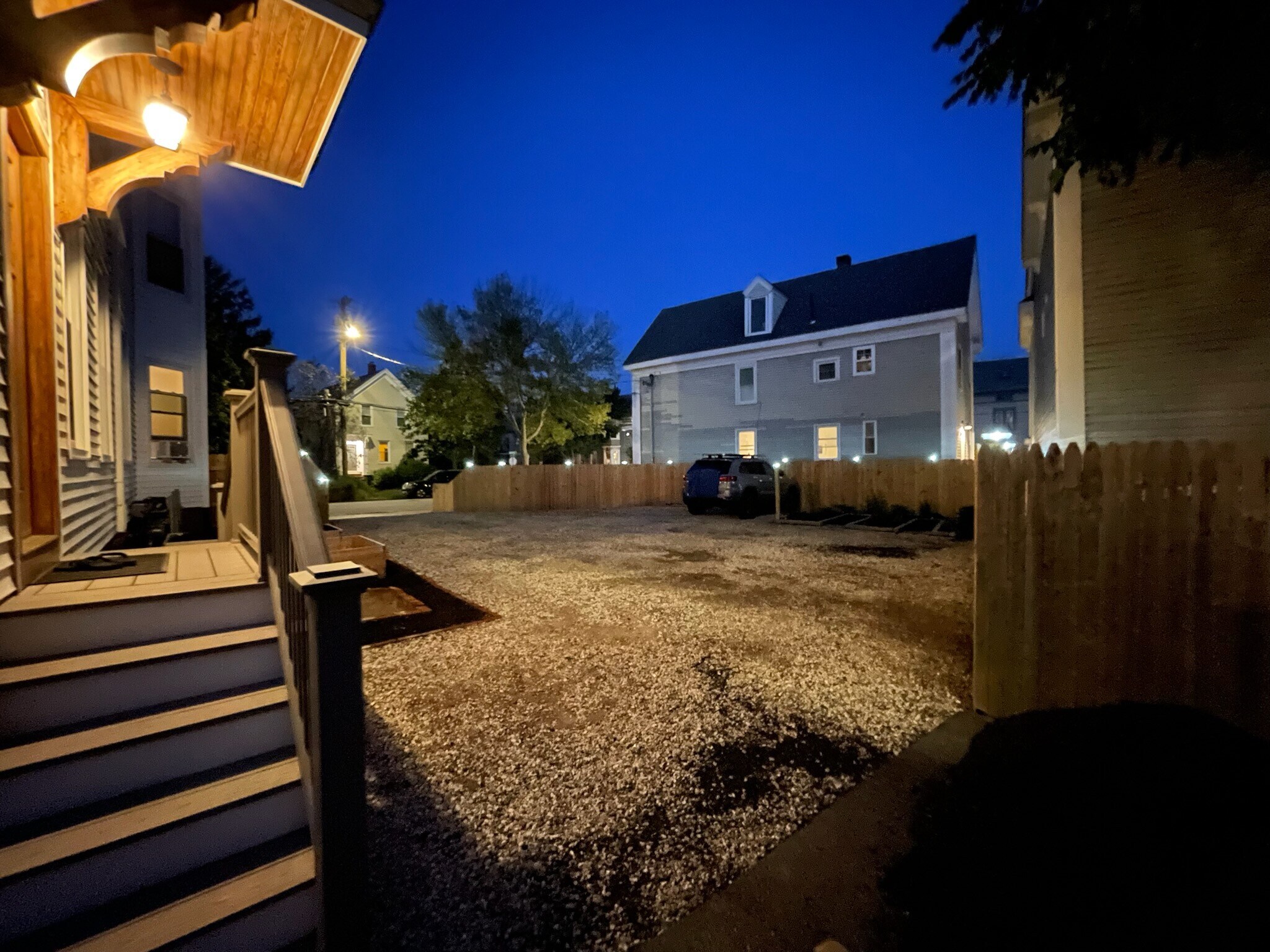 26 North gardens and parking at dusk. - 26 North St