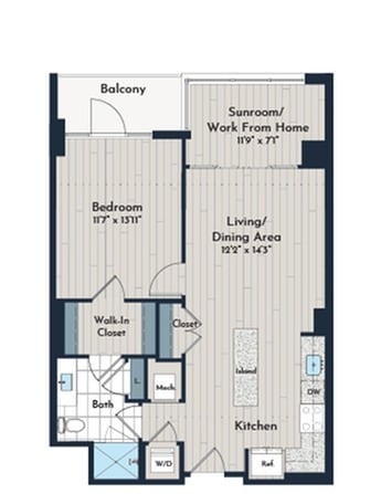 1BS-5m Floor Plan - Meridian 2250 at Eisenhower Station