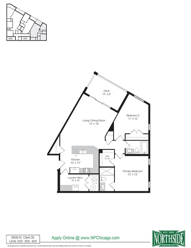 2 Bedroom Units - 203,303,403 - 3839 N Clark St