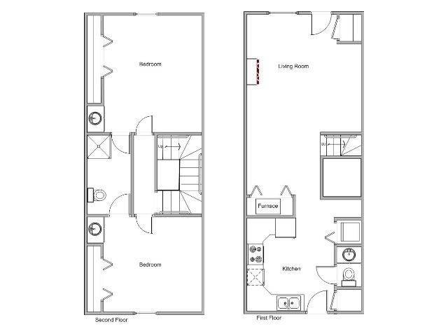 2 Bedroom Townhome - Gazebo Apartments