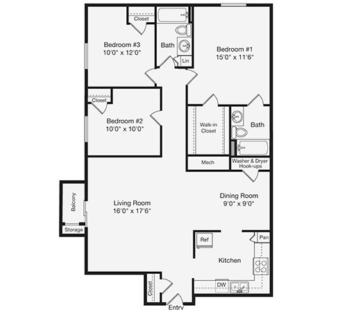 3BR/2BA - Summer Place Apartments