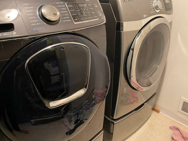 Laundry room with large HE Samsung Washer and Drier - 5 Coronet Way