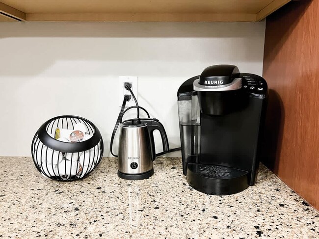 We have a Keurig Coffee maker for easy brewing. Use the milk frother to enhance the coffee experienc - 1237 Giesse Dr