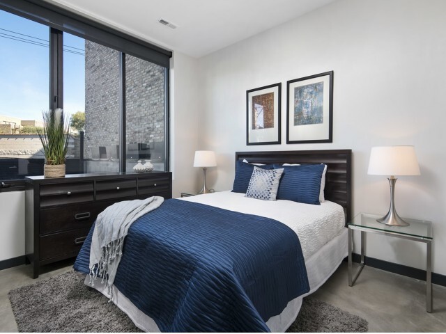 Bedroom with Roller Shades - 1647 N. Milwaukee